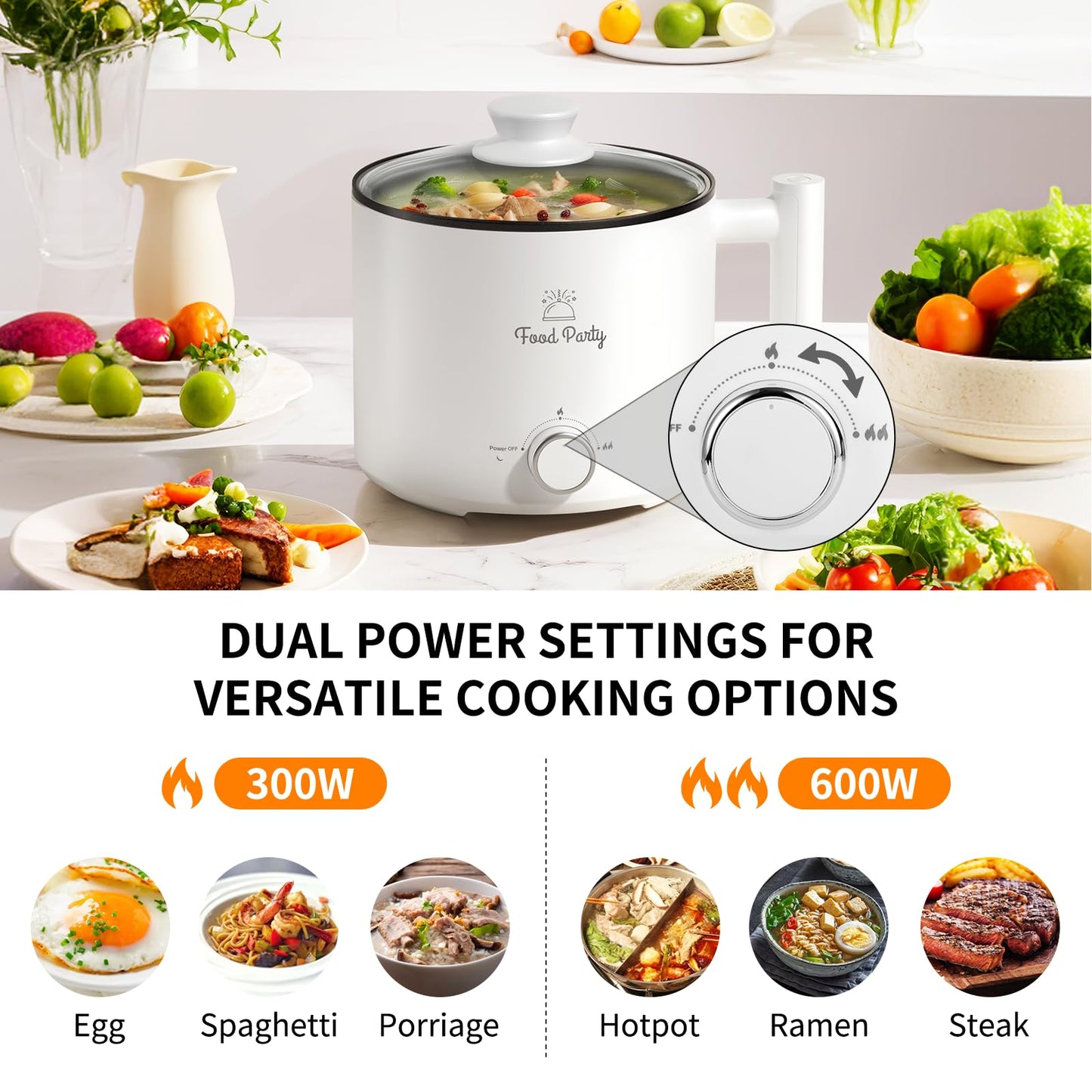 Olla Eléctrica Food Party Hot Pot – 1,8 L, Cocción de Fideos y Fondue, 220 V