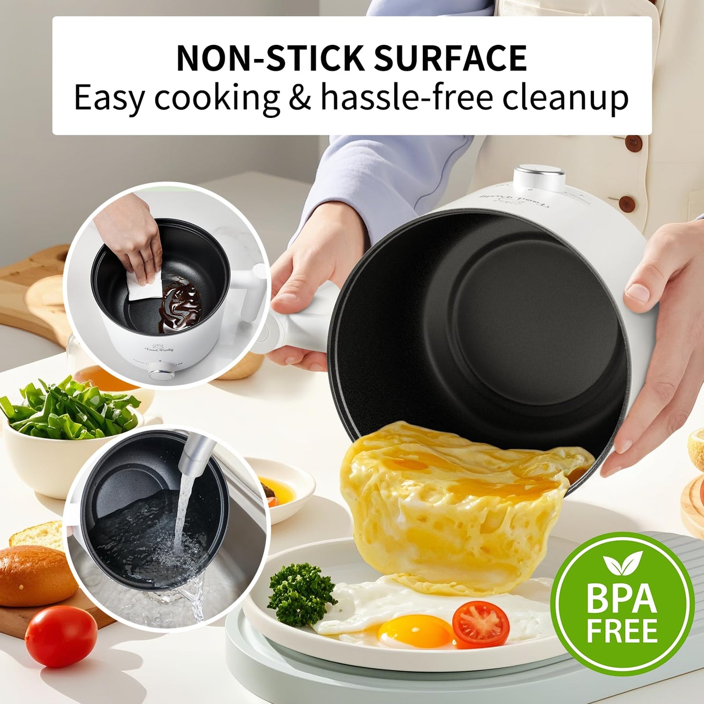 Olla Eléctrica Food Party Hot Pot – 1,8 L, Cocción de Fideos y Fondue, 220 V