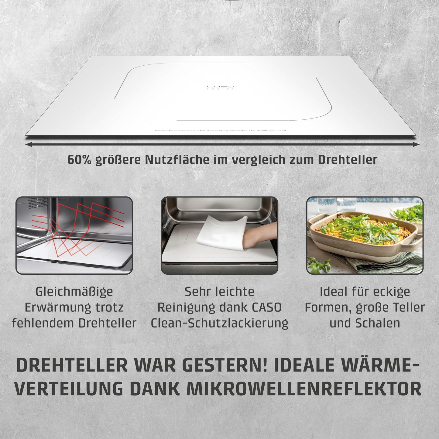 Horno Microondas 2 en 1 CASO MG20 con Función Grill – 20 L, 900 W, Acero Inoxidable, Base Cerámica