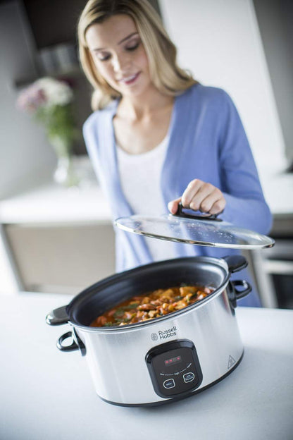 Slow Cooker Russell Hobbs Maxicook – 6 L, Temporizador Programable, Función Mantener Caliente