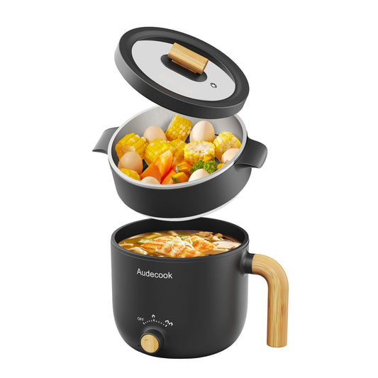 Olla eléctrica multifuncional portátil 1.5L con revestimiento antiadherente – Ideal para ramen, sopas, fideos y más