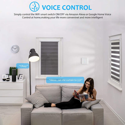 SMARTERCURRY Interruptor de Persiana Inteligente Wi-Fi [6.1 Gen] – Control de LED y Temporizador, Con Protección Infantil, Compatible con Alexa y Google, Pack de 4 | Blanco