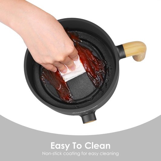 Olla eléctrica multifuncional portátil 1.5L con revestimiento antiadherente – Ideal para ramen, sopas, fideos y más