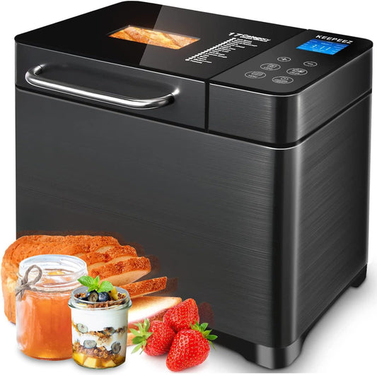 Panificadora KEEPEEZ 710 W – 1 kg, 17 en 1, Acero Inoxidable con Molde de Cerámica y Dispensador Automático de Nueces