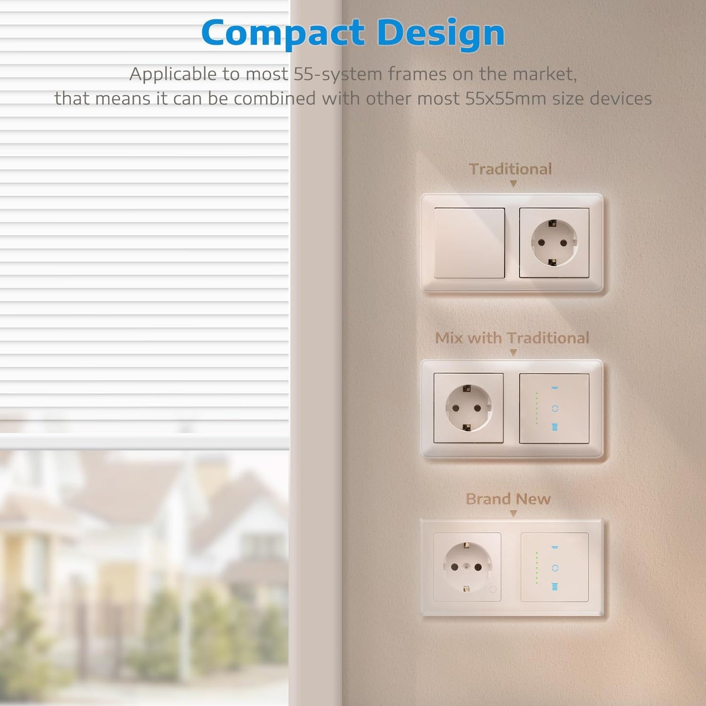 SMARTERCURRY Interruptor de Persiana Inteligente Wi-Fi [6.1 Gen] – Control de LED y Temporizador, Con Protección Infantil, Compatible con Alexa y Google, Pack de 4 | Blanco