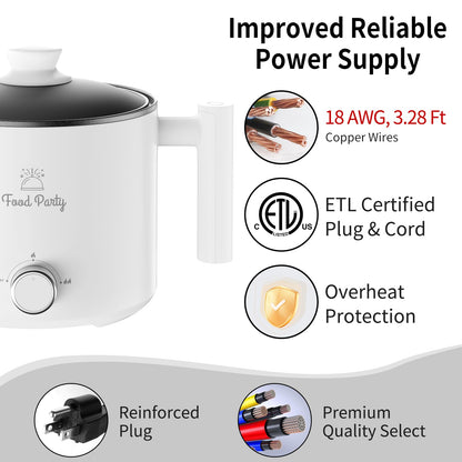 Olla Eléctrica Food Party Hot Pot – 1,8 L, Cocción de Fideos y Fondue, 220 V