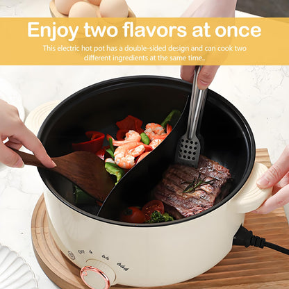 Hot Pot Eléctrico 4 L – Olla Multifuncional 1000 W con Diseño de Compartimentos, Antiadherente, 3 Niveles de Potencia para Cocinar Sopa, Fideos, Carne y Verduras