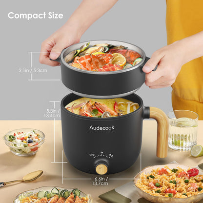 Olla eléctrica multifuncional portátil 1.5L con revestimiento antiadherente – Ideal para ramen, sopas, fideos y más