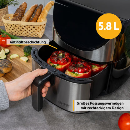 Freidora de Aire TZS First Austria – 5,8 L, 1700 W, 8 Programas, Control Digital