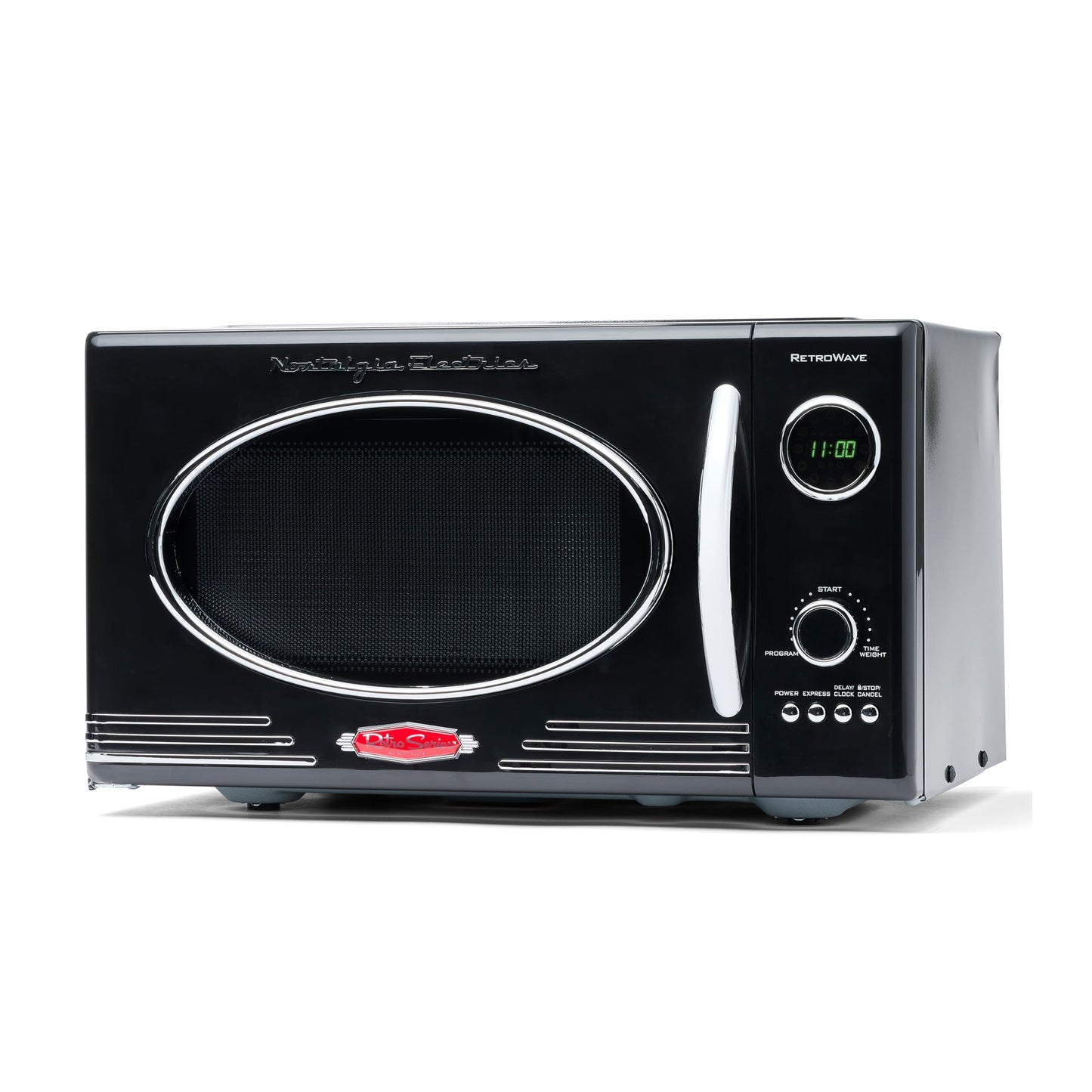 Microondas retro de 25 L con 800 W y 12 programas automáticos – Color negro