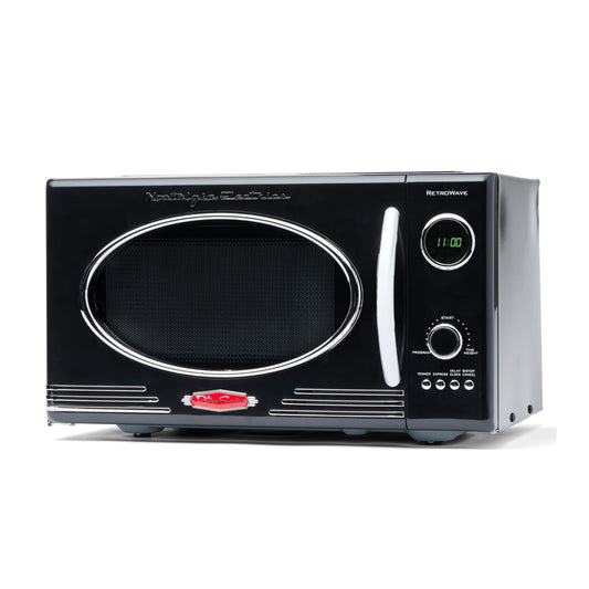 Microondas retro de 25 L con 800 W y 12 programas automáticos – Color negro