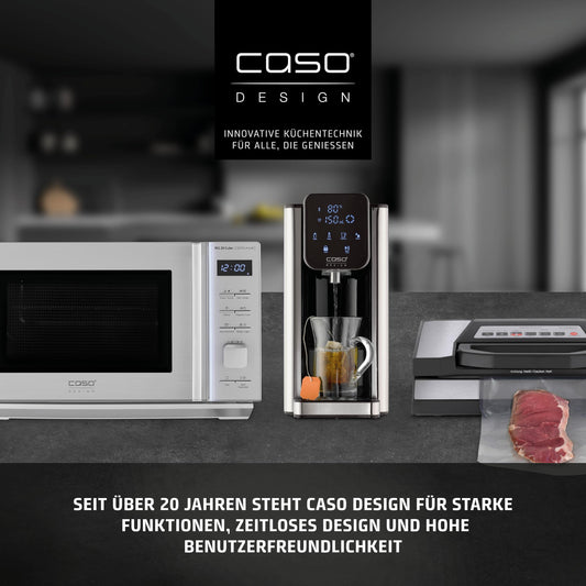 Horno Microondas 2 en 1 CASO MG20 con Función Grill – 20 L, 900 W, Acero Inoxidable, Base Cerámica