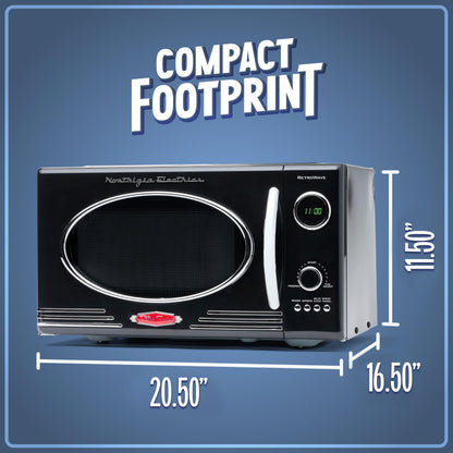 Microondas retro de 25 L con 800 W y 12 programas automáticos – Color negro