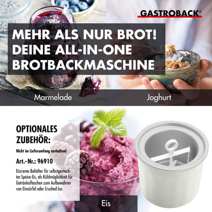 Panificadora Gastroback Advance – 18 Programas, Función Yogur, Acero Inoxidable