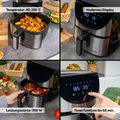 Freidora de Aire TZS First Austria – 5,8 L, 1700 W, 8 Programas, Control Digital