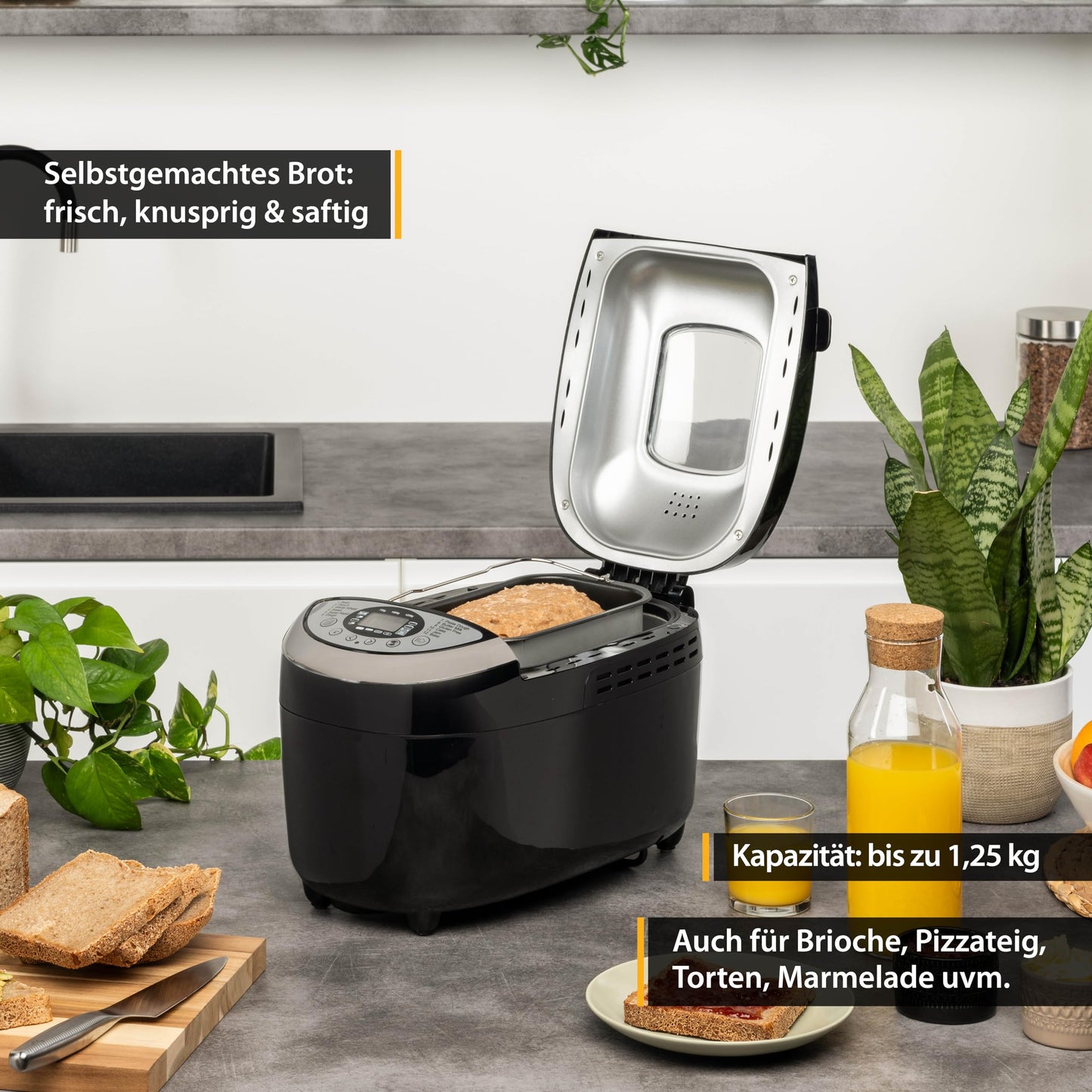 Panificadora TZS First Austria – 12 Programas Automáticos, 850 W, Capacidad 700-1250 g, Función Calienta