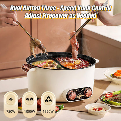 Olla Eléctrica Hot Pot – 5 L, 1350 W, 3 Niveles de Temperatura, Recubrimiento Antiadherente