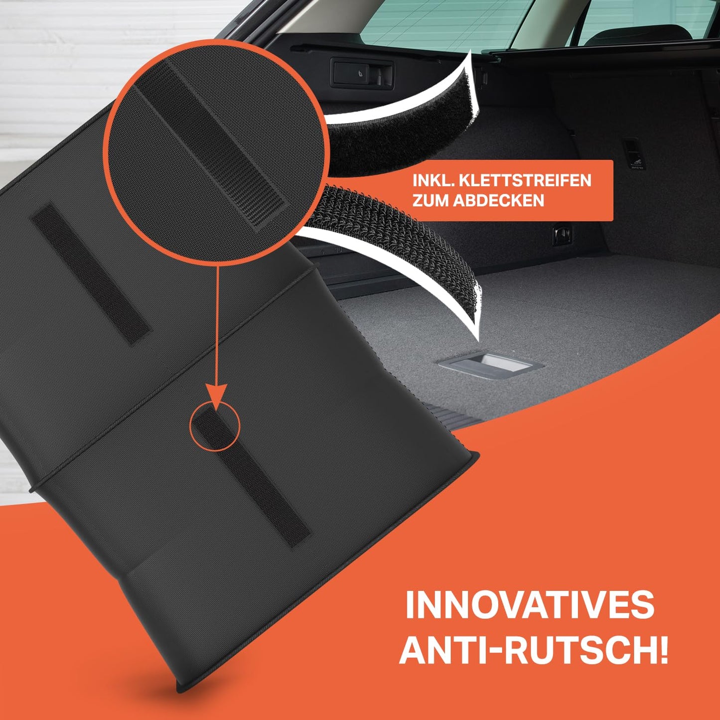 Organizador de maletero POUKO®, plegable, resistente y antideslizante, negro