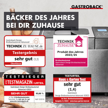 Panificadora Gastroback Advance – 18 Programas, Función Yogur, Acero Inoxidable